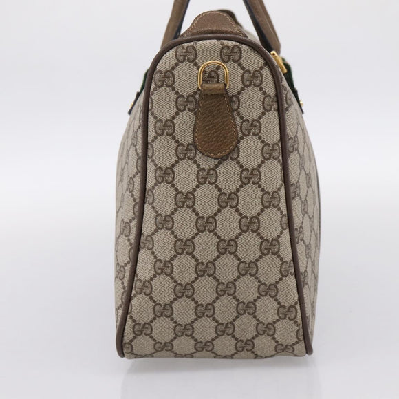 GUCCI GG Supreme Web Sherry Line Hand Bag PVC Beige Gold 39 02 041 Auth ka5618