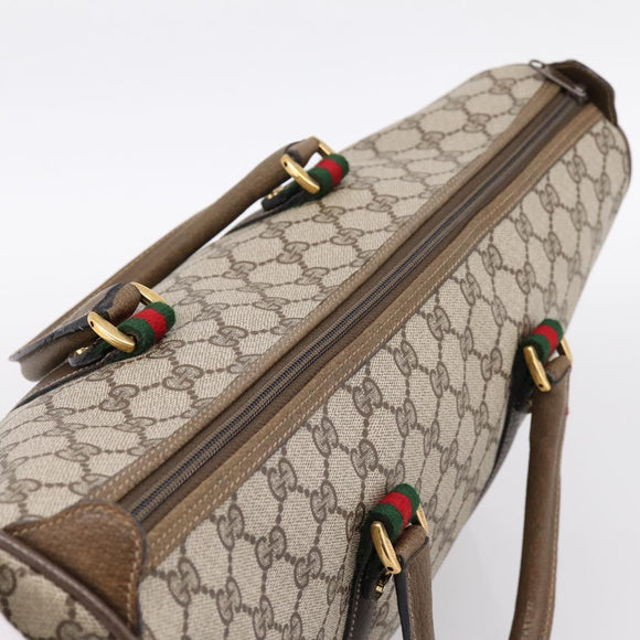 GUCCI GG Supreme Web Sherry Line Hand Bag PVC Beige Gold 39 02 041 Auth ka5618