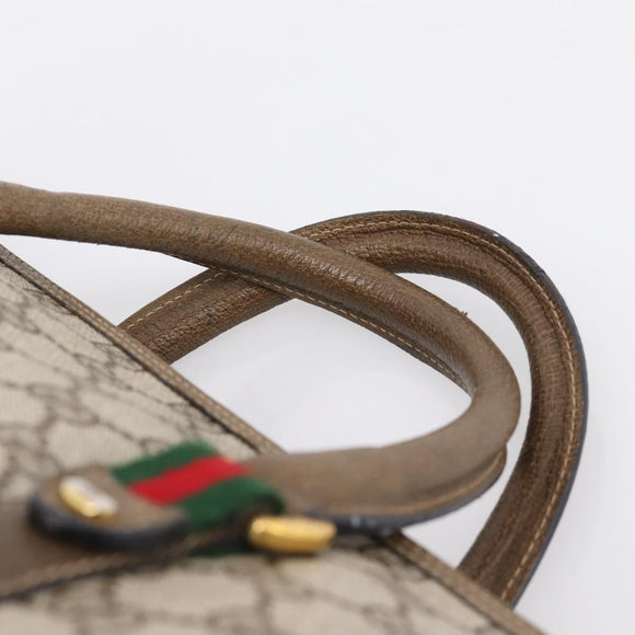 GUCCI GG Supreme Web Sherry Line Hand Bag PVC Beige Gold 39 02 041 Auth ka5618