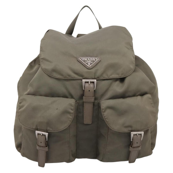 PRADA Backpack Nylon Green Silver Auth ka5619A
