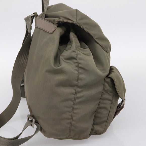 PRADA Backpack Nylon Green Silver Auth ka5619A