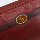 Christian Dior Shoulder Bag Leather Red Gold Auth ka562-17