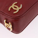 CHANEL Triple COCO Mark Chain Shoulder Bag Caviar Skin Red Gold CC Auth ka5622-10