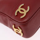 CHANEL Triple COCO Mark Chain Shoulder Bag Caviar Skin Red Gold CC Auth ka5622-15
