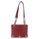 CHANEL Triple COCO Mark Chain Shoulder Bag Caviar Skin Red Gold CC Auth ka5622-13