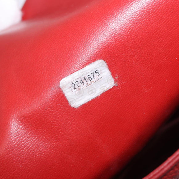 CHANEL Triple COCO Mark Chain Shoulder Bag Caviar Skin Red Gold CC Auth ka5622