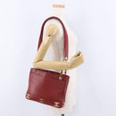 CHANEL Triple COCO Mark Chain Shoulder Bag Caviar Skin Red Gold CC Auth ka5622-24