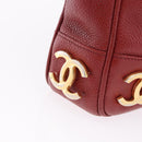 CHANEL Triple COCO Mark Chain Shoulder Bag Caviar Skin Red Gold CC Auth ka5622-4