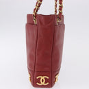CHANEL Triple COCO Mark Chain Shoulder Bag Caviar Skin Red Gold CC Auth ka5622-5