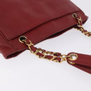 CHANEL Triple COCO Mark Chain Shoulder Bag Caviar Skin Red Gold CC Auth ka5622-7