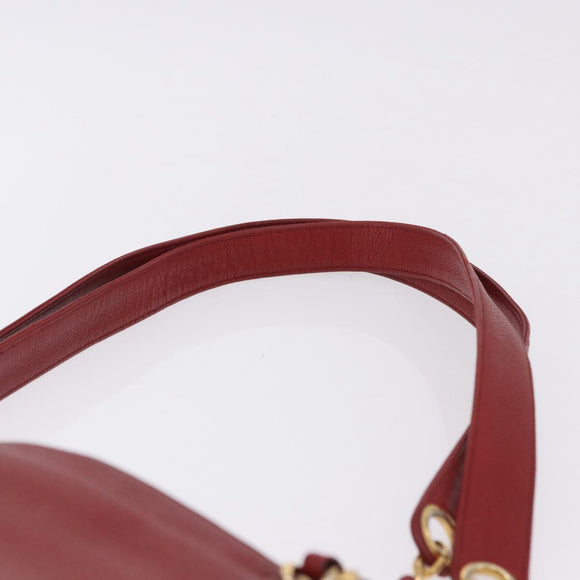 CHANEL Triple COCO Mark Chain Shoulder Bag Caviar Skin Red Gold CC Auth ka5622