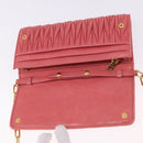 Miu Miu Matelasse Chain Shoulder Wallet Leather Pink Gold Auth ka5623A-9