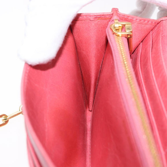 Miu Miu Matelasse Chain Shoulder Wallet Leather Pink Gold Auth ka5623A