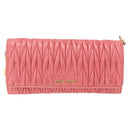 Miu Miu Matelasse Chain Shoulder Wallet Leather Pink Gold Auth ka5623A-13