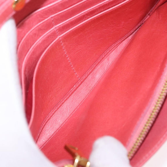 Miu Miu Matelasse Chain Shoulder Wallet Leather Pink Gold Auth ka5623A