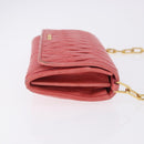 Miu Miu Matelasse Chain Shoulder Wallet Leather Pink Gold Auth ka5623A-3