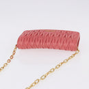 Miu Miu Matelasse Chain Shoulder Wallet Leather Pink Gold Auth ka5623A-6