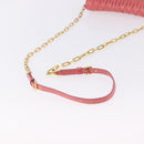 Miu Miu Matelasse Chain Shoulder Wallet Leather Pink Gold Auth ka5623A-7