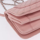 CHANEL V Stitch Chain Studs Shoulder Bag Lamb Skin Pink Silver CC Auth ka5624SAV-15