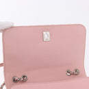 CHANEL V Stitch Chain Studs Shoulder Bag Lamb Skin Pink Silver CC Auth ka5624SAV-18