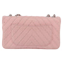 CHANEL V Stitch Chain Studs Shoulder Bag Lamb Skin Pink Silver CC Auth ka5624SAV-2