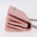 CHANEL V Stitch Chain Studs Shoulder Bag Lamb Skin Pink Silver CC Auth ka5624SAV-3