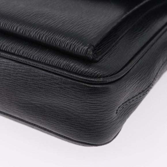 Salvatore Ferragamo Shoulder Bag Leather Black Silver Auth ka5625