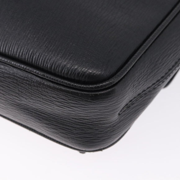 Salvatore Ferragamo Shoulder Bag Leather Black Silver Auth ka5625