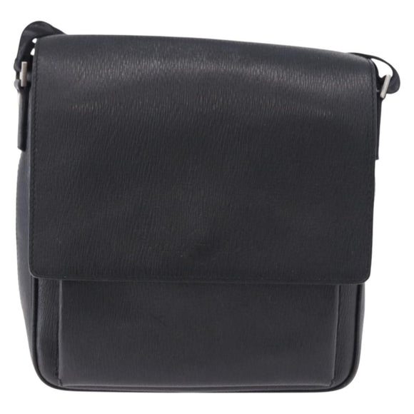 Salvatore Ferragamo Shoulder Bag Leather Black Silver Auth ka5625
