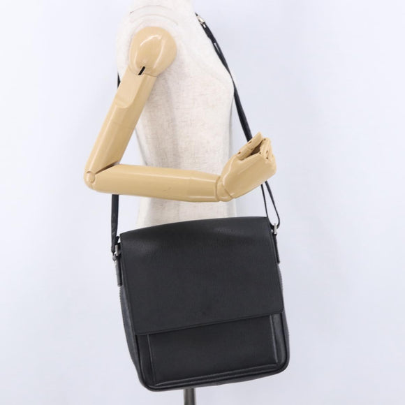 Salvatore Ferragamo Shoulder Bag Leather Black Silver Auth ka5625