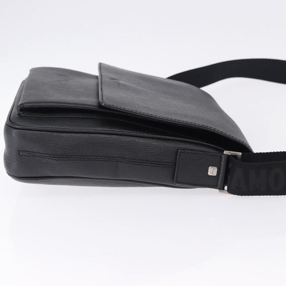 Salvatore Ferragamo Shoulder Bag Leather Black Silver Auth ka5625
