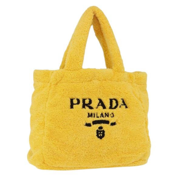 PRADA Tote Bag Pile Yellow Silver Auth ka5626V