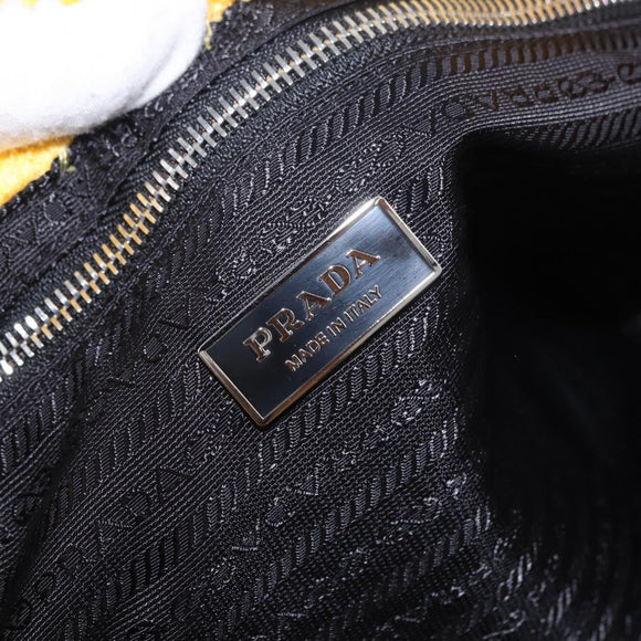 PRADA Tote Bag Pile Yellow Silver Auth ka5626V