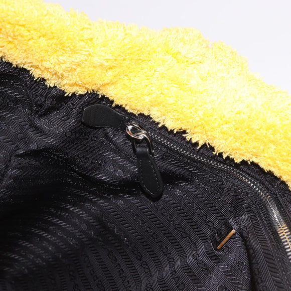 PRADA Tote Bag Pile Yellow Silver Auth ka5626V