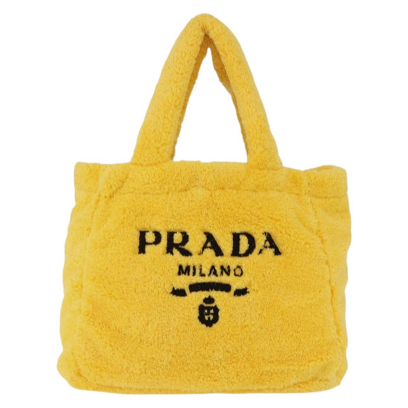 PRADA Tote Bag Pile Yellow Silver Auth ka5626V