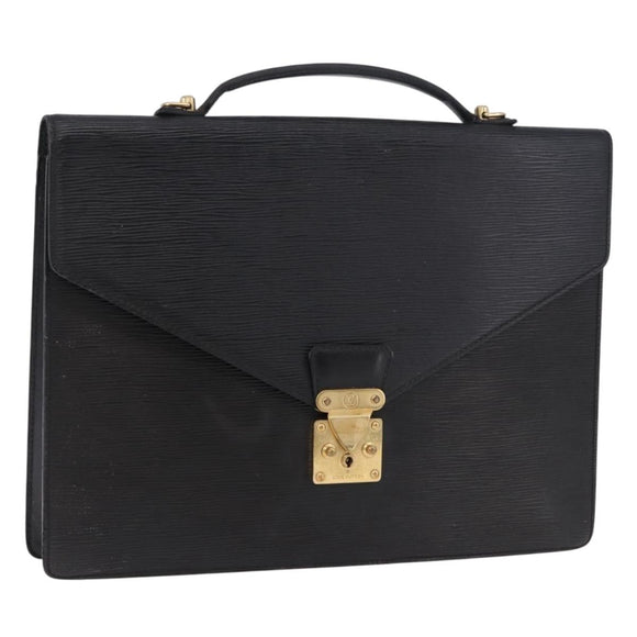 LOUIS VUITTON Epi Porte Documents Bandouliere Briefcase Black M54462 Auth ka5630
