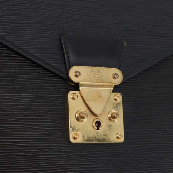 LOUIS VUITTON Epi Porte Documents Bandouliere Briefcase Black M54462 Auth ka5630