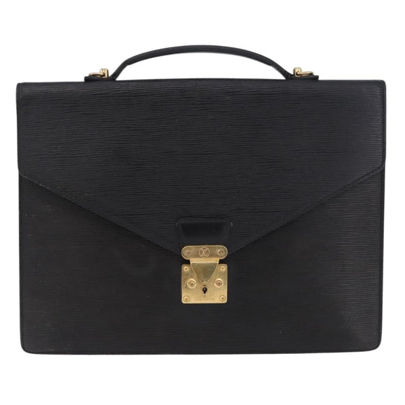 LOUIS VUITTON Epi Porte Documents Bandouliere Briefcase Black M54462 Auth ka5630