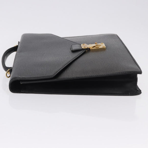 LOUIS VUITTON Epi Porte Documents Bandouliere Briefcase Black M54462 Auth ka5630