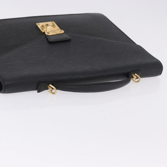 LOUIS VUITTON Epi Porte Documents Bandouliere Briefcase Black M54462 Auth ka5630