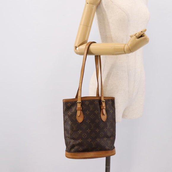 LOUIS VUITTON Monogram Bucket PM Shoulder Bag M42238 LV Auth ka5631