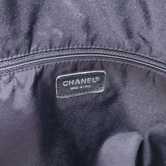 CHANEL New Travel Line Tote Bag Canvas Black Silver CC Auth ka5632