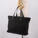 CHANEL New Travel Line Tote Bag Canvas Black Silver CC Auth ka5632-24