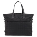 CHANEL New Travel Line Tote Bag Canvas Black Silver CC Auth ka5632-3