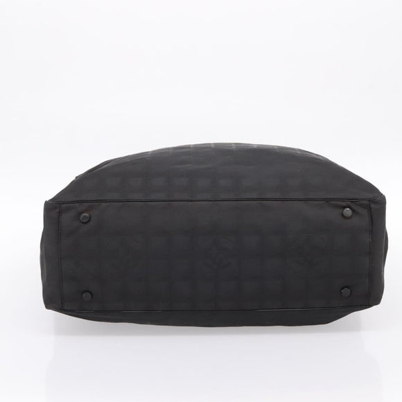 CHANEL New Travel Line Tote Bag Canvas Black Silver CC Auth ka5632