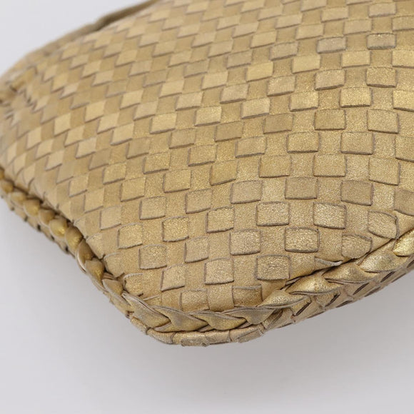 BOTTEGA VENETA INTRECCIATO Hobo Shoulder Bag Leather Gold 115653 Auth ka5633V