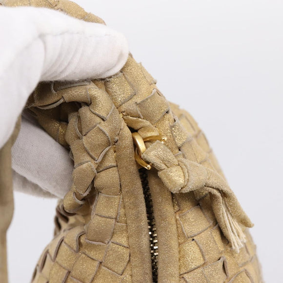 BOTTEGA VENETA INTRECCIATO Hobo Shoulder Bag Leather Gold 115653 Auth ka5633V