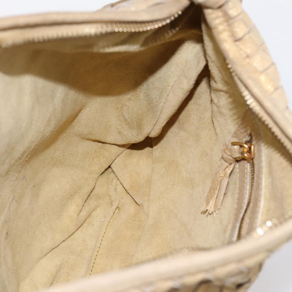 BOTTEGA VENETA INTRECCIATO Hobo Shoulder Bag Leather Gold 115653 Auth ka5633V