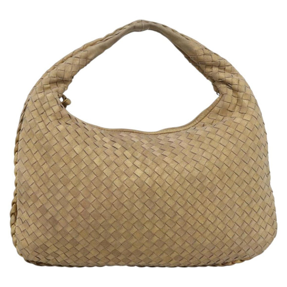 BOTTEGA VENETA INTRECCIATO Hobo Shoulder Bag Leather Gold 115653 Auth ka5633V