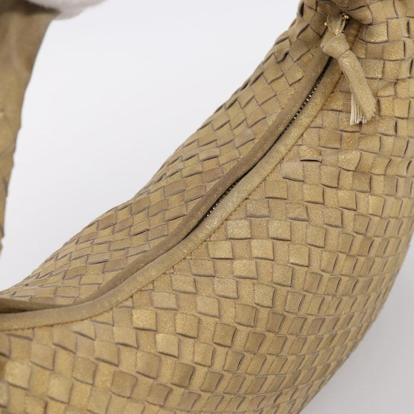 BOTTEGA VENETA INTRECCIATO Hobo Shoulder Bag Leather Gold 115653 Auth ka5633V